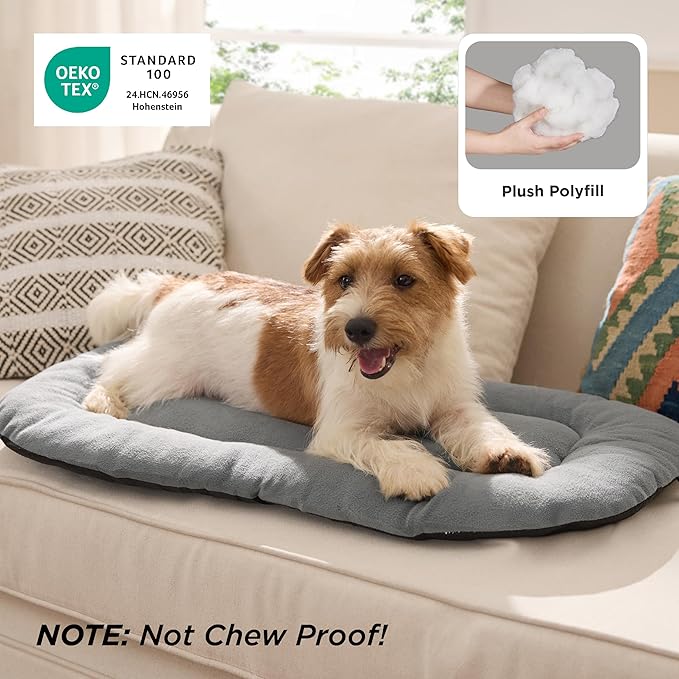 Bedsure Washable Dog Crate Pad for Extra Large Dogs, Anti-Slip Puppy Kennel Dog Bed for Crate - Ultra Soft Fleece Flat Thin Pet Mat (Not Chew Proof), Light Grey XL 41"x27"
