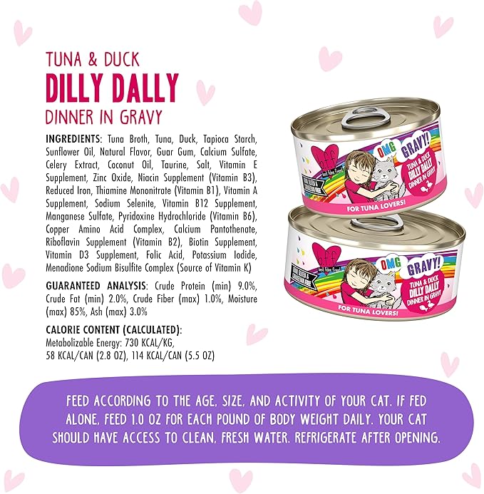 B.F.F. OMG - Best Feline Friend Oh My Gravy!, Tuna & Duck Dilly Dally with Tuna & Duck, 2.8oz Can (Pack of 12)