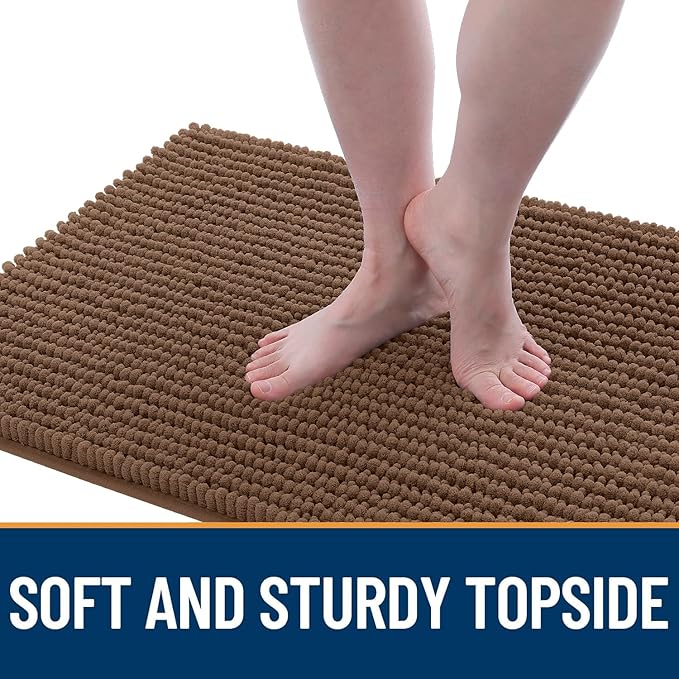 OLANLY Dog Door Mat for Muddy Paws 70x24, Ultra Absorbent Chenille Mud Doormat, Non-Slip Washable and Dirt Trapping Doormat for Indoor Entryway, Quick-Dry Indoor Pet Bed Mats for Dogs, Mocha