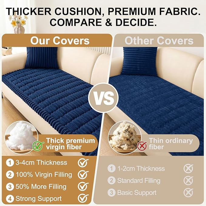 Smiry Couch Cover for Dogs, Non Slip Washable Sofa Protector for Pets, Soft Furniture Cover for Pet, Stylish Sofa Covers, Cozy Protect Against Fur, Dirt & Everyday Messes (Navy, 27.6" x 70.9")