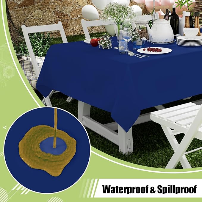 Smiry Disposable Table Cloth 12 Pack, 54 x 108 Inch Waterproof Plastic Tablecloth, Decorative Rectangle Table Covers for Party, Birthday, Picnic, Navy