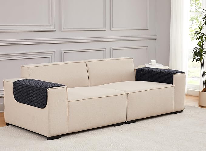 Meider Sofa Armrest Cover Couch Arm Cover Armchair Covers, 2pcs 26x26 inch Anti-Slip Couch Arm Protectors Sofa Arm Covers (Black)