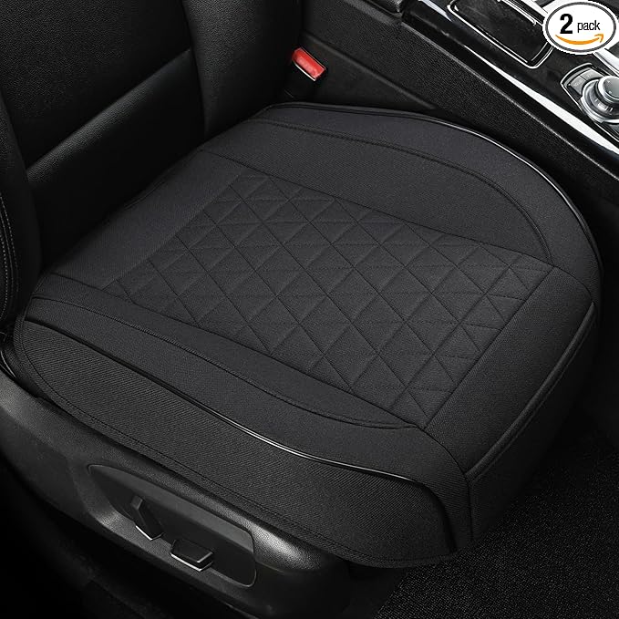 West Llama Linen Front Car Seat Cover Protector Anti-Slip Bottom Seat Cover Fits 95% of Vehicles,Wrapping Around The Bottom,Triangular Pattern(Black-2Pcs)