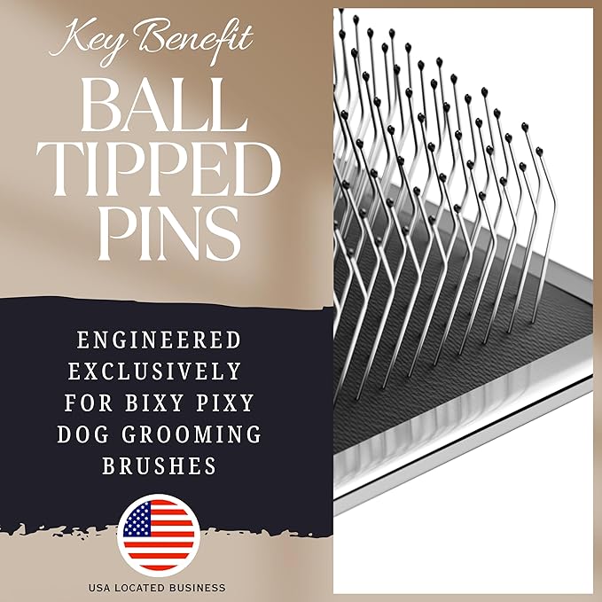 Bixy Pixy Tiny Slicker Brush for Dogs - Protected Pins for Extra Comfort - 1 inch Pins for Easy Detangling for Long Hair Dog, Cats, Doodle, Goldendoodle