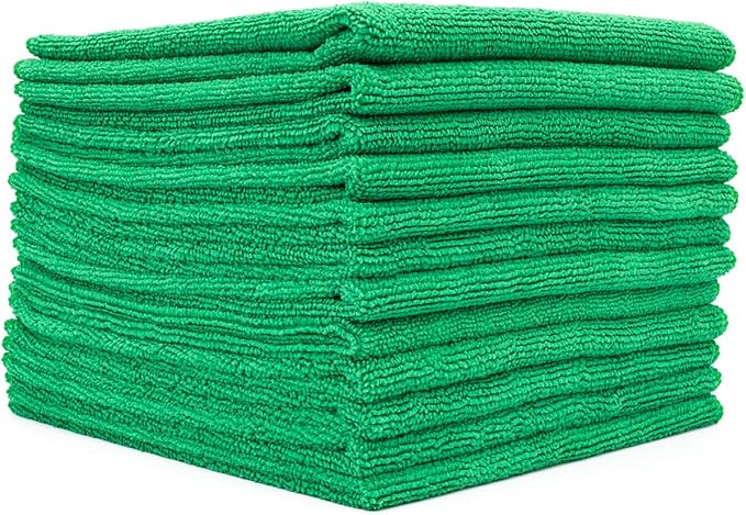 The Rag Company - All-Purpose Microfiber Terry Cleaning Towels - Commercial Grade, Highly Absorbent, Lint-Free, Streak-Free, Kitchens, Bathrooms, Offices, 300gsm, 12in x 12in, Grey (12-Pack)