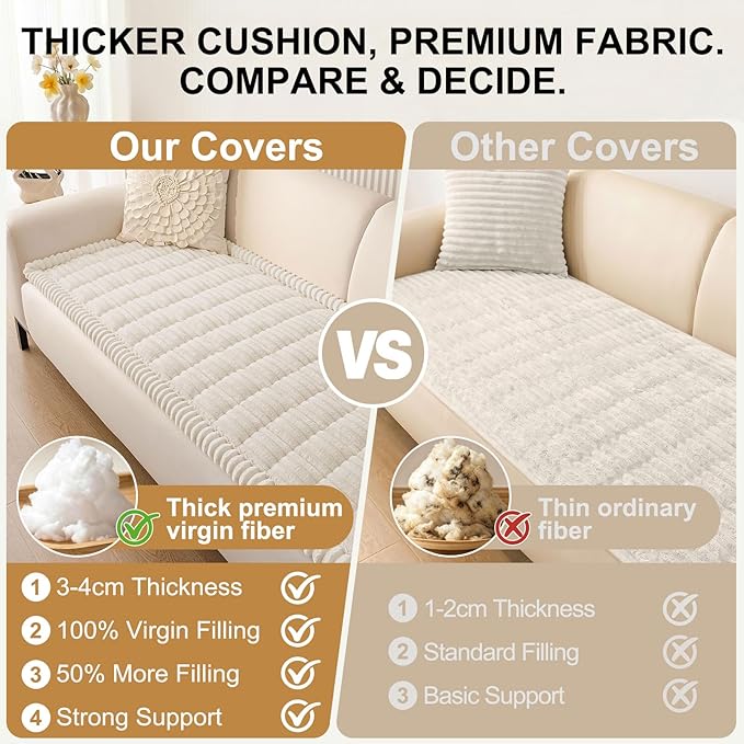 Smiry Couch Cover for Dogs, Non Slip Washable Sofa Protector for Pets, Soft Furniture Cover for Pet, Stylish Sofa Covers, Cozy Protect Against Fur, Dirt & Everyday Messes (White, 35.4" x 70.9")