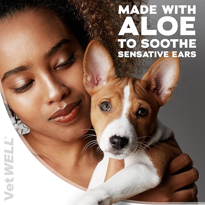 VetWELL Ear Cleaner for Dogs and Cats - Otic Rinse for Infections and Controlling Ear Infections and Odor in Pets - 8 oz (Cucumber Melon)