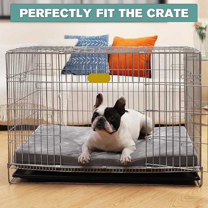 Waterproof Dog Bed Medium Size Dog, Outdoor Washable Crate Pad 30 inch, Orthopedic Foam Pet Bed with Removable Cover Reversible, Outdoor Anti-Slip Kennel Pad 29"x18", Gray
