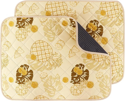 IEUUMLER Washable Pee Pads for Dogs, 2 Pack Non-Slip & Waterproof Pack Whelping Pad, Reusable Washable Puppy Potty Training Pad with Fast Absorbent for Playpen EU007 (Yellow Pineapple, 24"X18"-2pcs)