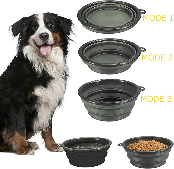 Comsun Collapsible Dog Bowls, 2-Pack Foldable Expandable Cup Dish for Pet Cat Hiking Food Water Feeding Dog Travel Bowl