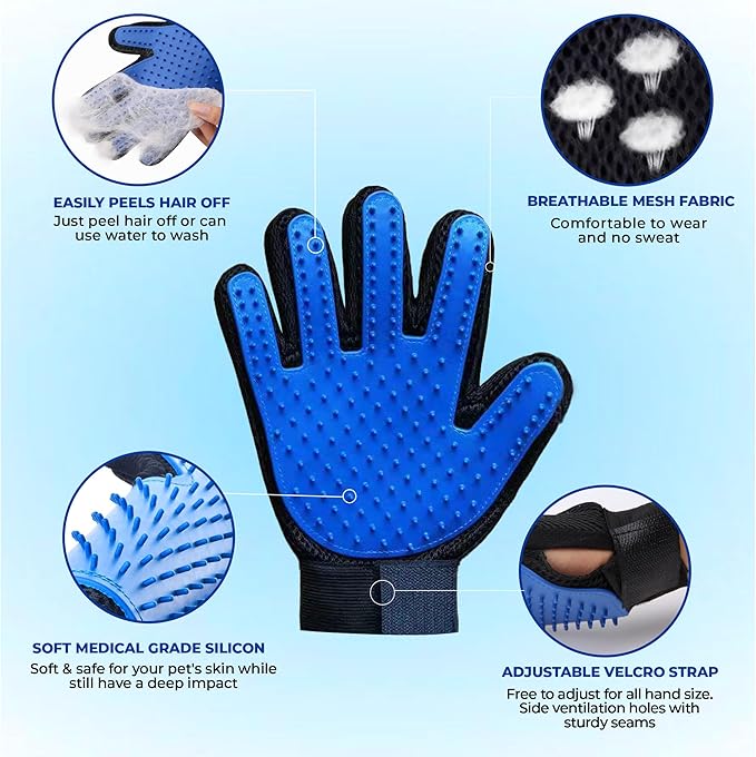Pet Grooming Set with Dog Washing Gloves for Bathing, Dog Bath Brush and Silicone Dog Toothbrush, Pet Grooming Gloves for Dogs, Cats and Horses with 185 Silicone Tips