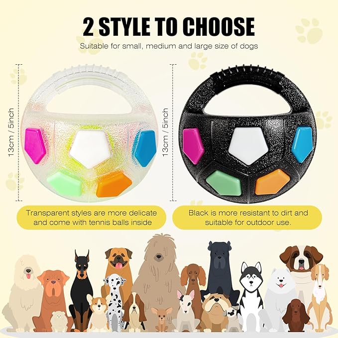 YOOGAO Pet Dog Toy Ball with Handle, Toss and Fetch Play, Interactive Ball for Dogs Playing, Squeaky Floating (2pc)