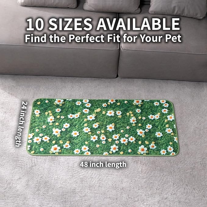 Dog Pee Pads Training Pads Upgrade Triple Thickness All-Purpose Super Absorbent & Leak-Proof, Quick Dry and Leak-Proof and Odor Control (Yellow Daisy on Green, 24" x48"x2PCS)