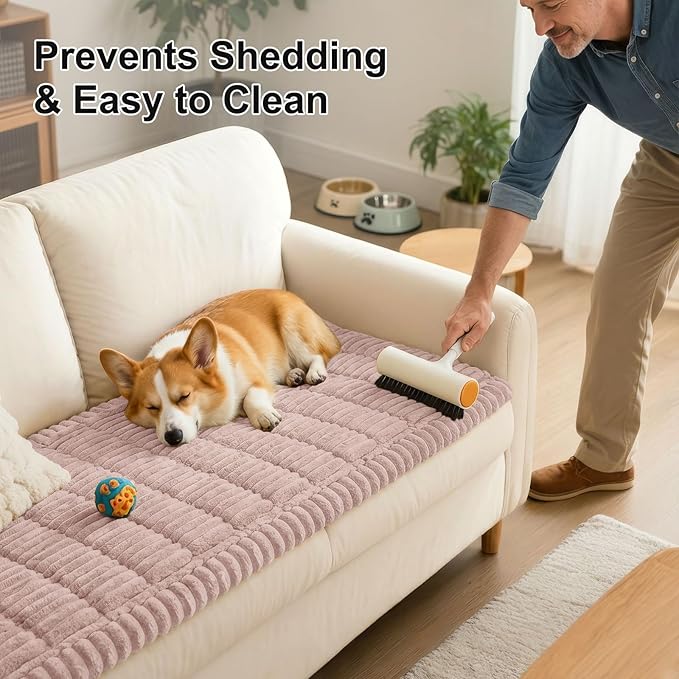 Smiry Couch Cover for Dogs, Non Slip Washable Sofa Protector for Pets, Soft Furniture Cover for Pet, Stylish Sofa Covers, Cozy Protect Against Fur, Dirt & Everyday Messes (Dusty Pink, 27.6" x 70.9")