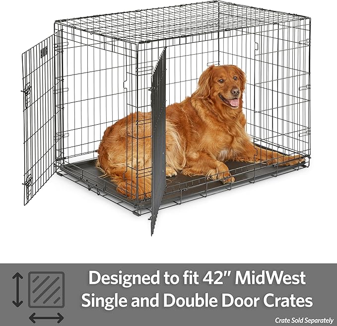 MidWest Homes for Pets 42-Inch Replacement Pan, Measures 41.3 x 27.75 x 1 Inches, Universal Leak-Proof Tray for Dog Crates & Multi-Purpose Use, Fits Most Standard 42" Wire Crates