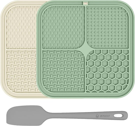 2 Pack Lick Mat for Dogs,Cats,Upgraded 8.5×8.5 inches Licking Mats with Suction Cups,Slow Feeder Licking Pad for Anxiety Relief and Boredom Reducer,Suitable for Dog Training Set 6