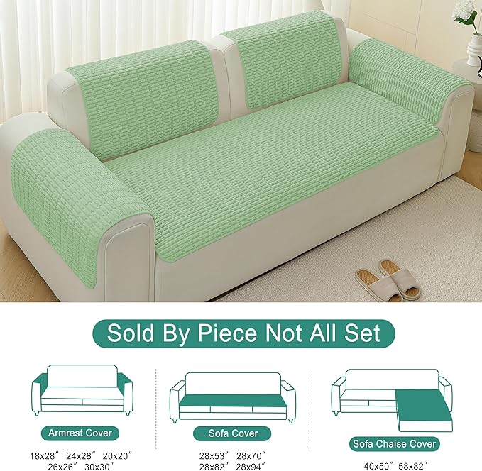Foxdecor Couch Cover Sofa Covers Washable, Dog Bed Cover Couch Covers for 3 Cushion Couch Sofa Pet Friendly, Dog Couch Cover Furniture Covers for Pets.(Sage Green 32x82 inch)