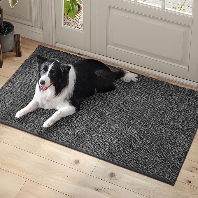 Dog Door Mat Indoor Entrance, 72" x 24" Absorbent Quick-Drying Mud Rugs, Non-Slip Door Rugs for Entryway Indoor Washable, Soft Chenille Dog Mat for Muddy Paws