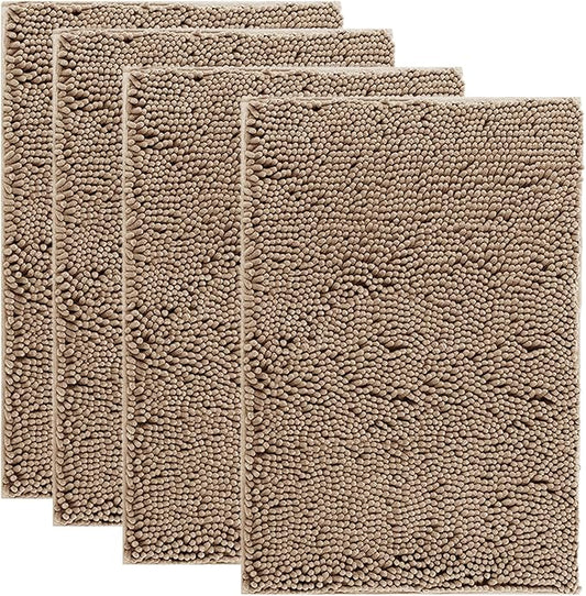 2 Pieces Muddy Door Mats for Dogs, 30" X 20" Chenille Absorbent Doormat, Trap Dirt Non Slip Heavy Indoor Doormat Soft Dog Bed Mat Front Inside Door Mat for Indoor Outdoor Entrance,Camel