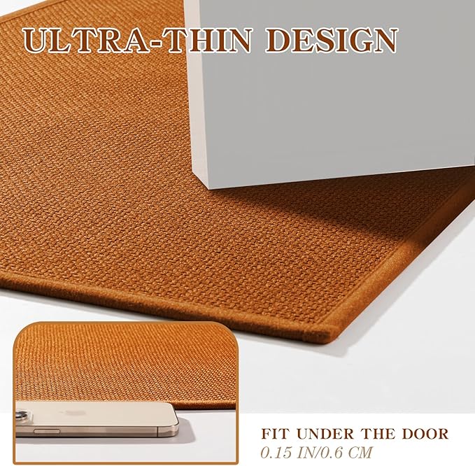 chakme Bathroom Rugs Mat U-Shaped 24x17, Ultra ThinNon Slip Bath Mat Small Quick Dry Absorbent Bath Matfor Bathroom Floor, (Orange, U-24"x17")