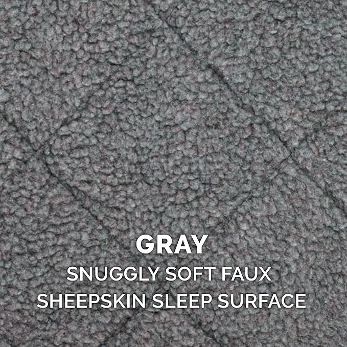 Furhaven Dog Bed for Large Dogs, 100% Washable, Sized to Fit Crates - Sherpa Fleece Bolster Crate Pad - Gray, Jumbo/XXL