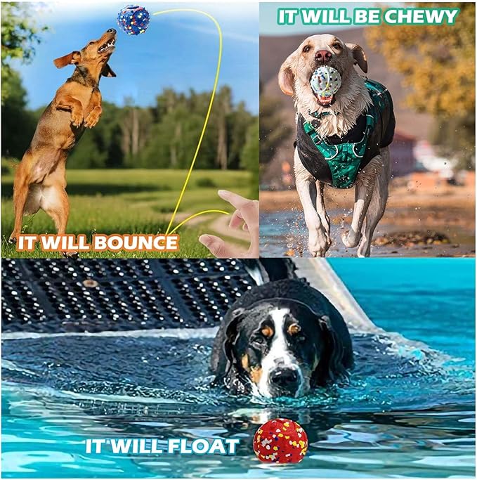 CAISHOW Dog Ball Squeak Toys (Bell Ball 4Pcs)
