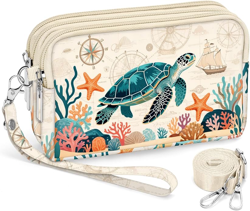 BIAOTIE Wristlet Purses for Women, Nylon Small Crossbody Bags with Adjustable Strap 3 Zipper Wristlet Wallet Phone Organizer