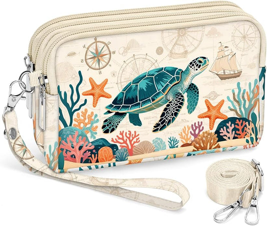 BIAOTIE Wristlet Purses for Women, Nylon Small Crossbody Bags with Adjustable Strap 3 Zipper Wristlet Wallet Phone Organizer