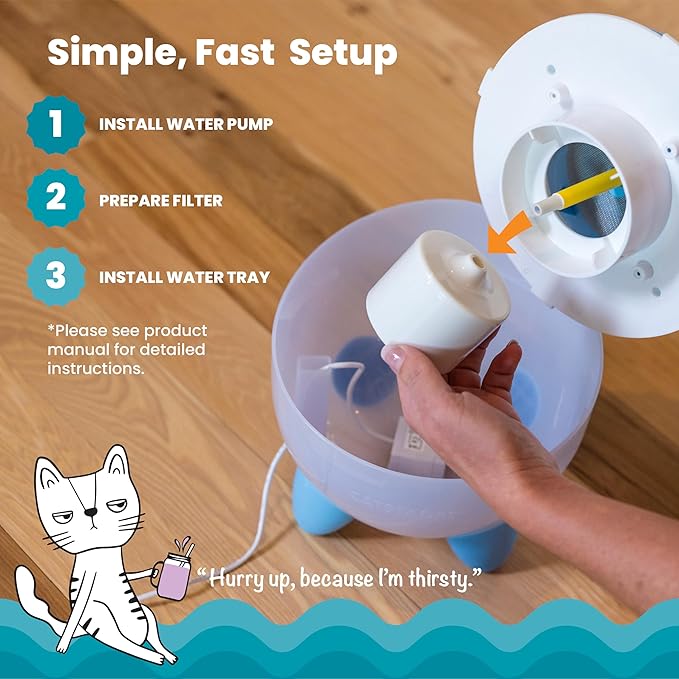 Catstages Purrfect Rain Cat Water Fountain – 2L Pet Drinking Fountain with 5-Stage Filter, Easy-to-Clean, USB Powered, Quiet Water Dispenser with Replaceable Filter