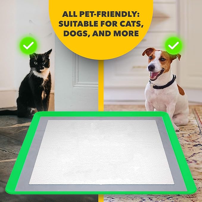 TidyFriend 2 Pack Dog Pee Pad Holder Tray - Fits Up to 24” x 24” Pee Pad Holder for Dogs - Stable Grip, Raised Edges, Quick-Wipe Silicone Surface Dog Pad Holder for Indoor Flooring Protection (Green)