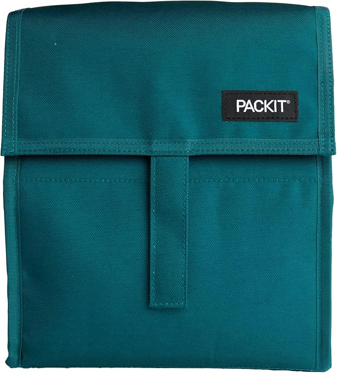 PackIt® Freezable Lunch Bag, Deep Teal, Built with ECOFREEZE® Technology, Foldable, Reusable, Zip and Velcro Closure with Buckle Handle, Designed for Work Lunches and Fresh Lunch On the Go