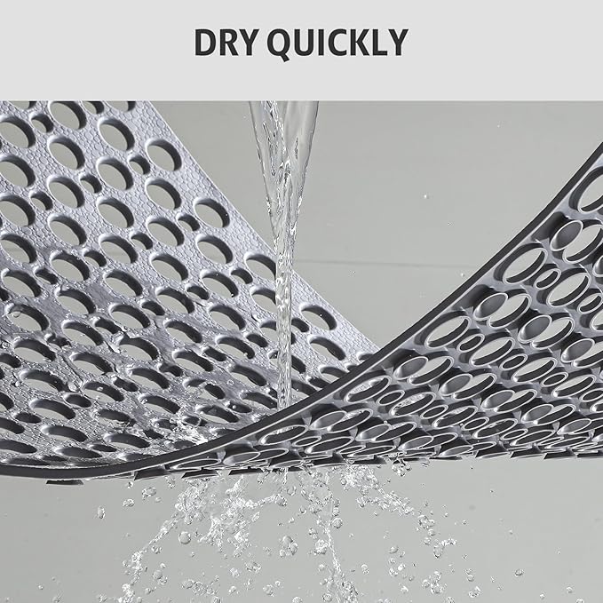 XIYUNTE Bath Mat for Tub Non Slip Shower Mat -28" x 15" Soft TPE Bathtub Mat Non Slip Shower Mats for Inside Shower, Anti Slip Shower Floor Mat with Suction Cups, Quick-Drying Bath Tub Mat, Grey