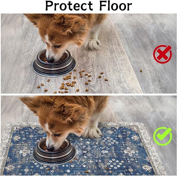 Pet Food Mats for Floor, Absorbent Dog Mat for Food and Water Dispenser Mat, Dog Food Mat Quick Dry Cat Food Mat Pet Supplies