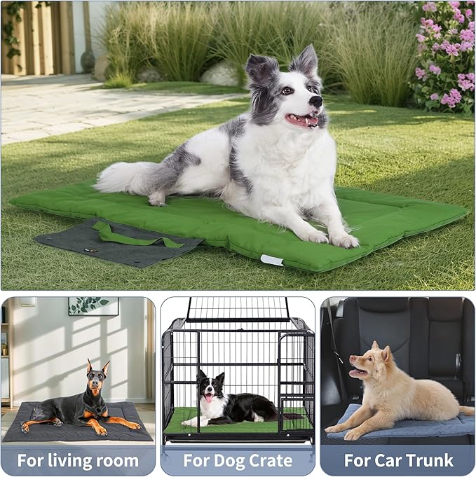 KHONSU PET Dog Travel Mat for Camping Portable Waterproof Lightweight & Outdoor Easy Clean Pad Foldable into Compact Carry Bag (Small Sized up to 25 lbs)