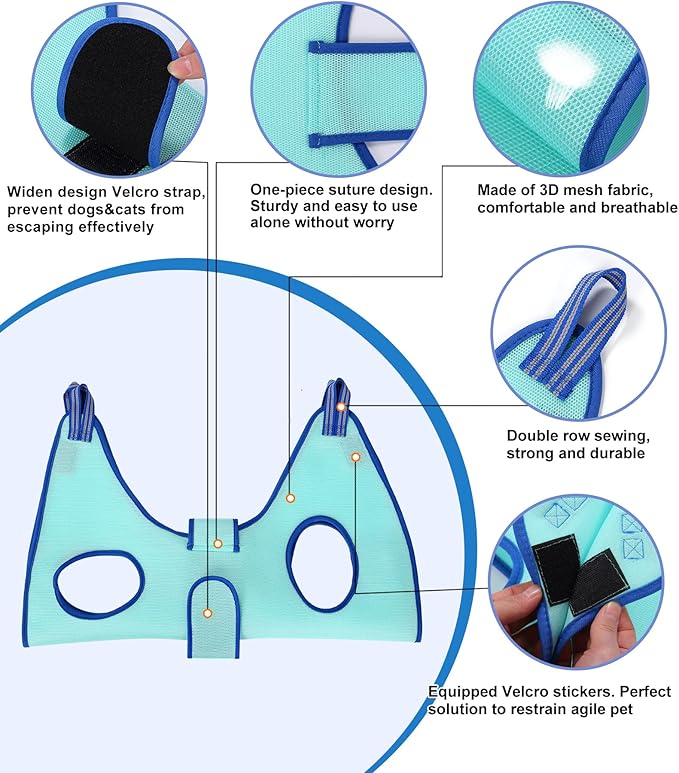 Dog Grooming Hammock, Medium Dog Hanging Harness Holder for Nail Clipping, Nail Trimming Cutting Hammock, Grooming Sling Restraint Bag with Wide Strap Sewed