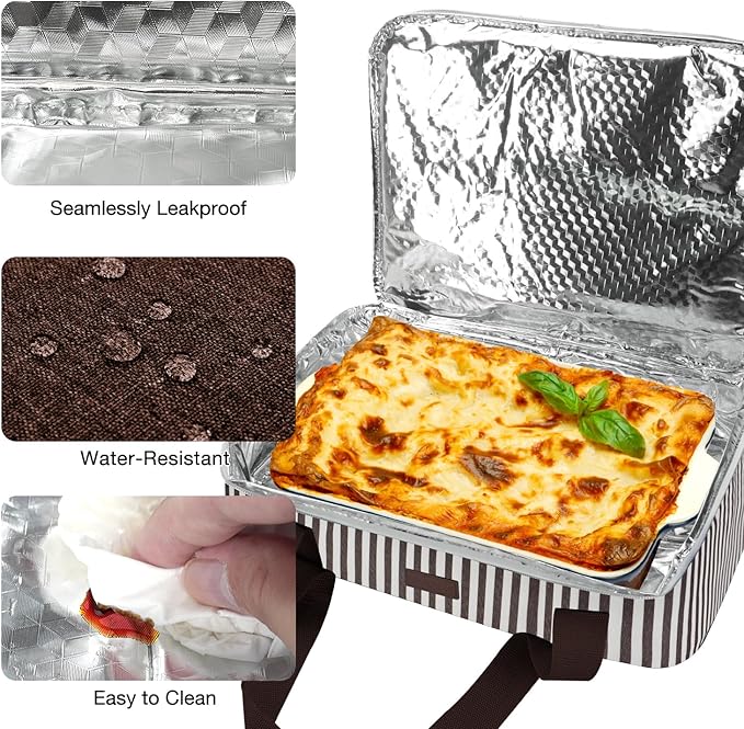 Vuudh Expandable Casserole Carrier Bag - Double Decker Food Bag, Insulated Casserole Carrier for Hot or Cold Food, Lasagna Holder Tote for Picnics,Beaches,Traveling or Gifts