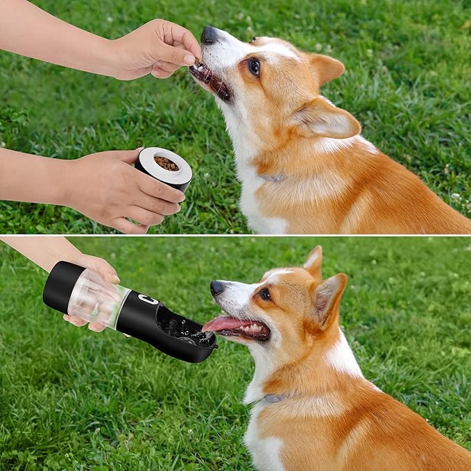 Misthis Outdoor Dog Water Bottle Portable - Leak Proof Bottles Dispenser for Dogs On The Go with Food Container Multifunctional Travel Outdoor（Black）