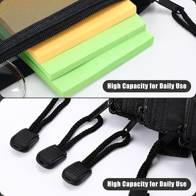 Leelosp 80 Pcs Mesh Zipper Pouch Bulk Back to School Pencil Storage Pouch Mesh Cosmetics Bags Toiletry Makeup Bags for Office Travel Organization(Black,7.7 x 4.7 Inch, 9.5 x 7.1 Inch)