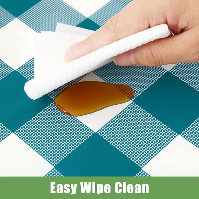 Smiry 12 Packs Gingham Disposable Table Cloth, 54 x 108 Inch Waterproof Plastic Tablecloth, Rectangle Turquoise and White Checkered Table Covers for Picnic, Birthday, Party