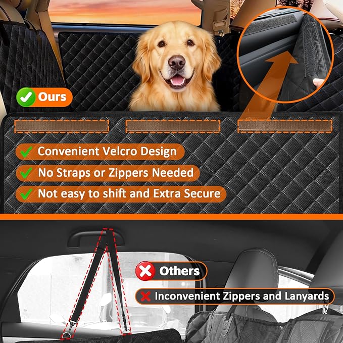 HNCPSY Back Seat Extender for Dogs,Hard Bottom Car Seat Cover for Dogs with Car Door Protectors, Dog Car Seat Cover for Back Seat Waterproof and Scratch-Resistant Seat Covers for Cars SUV&Truck