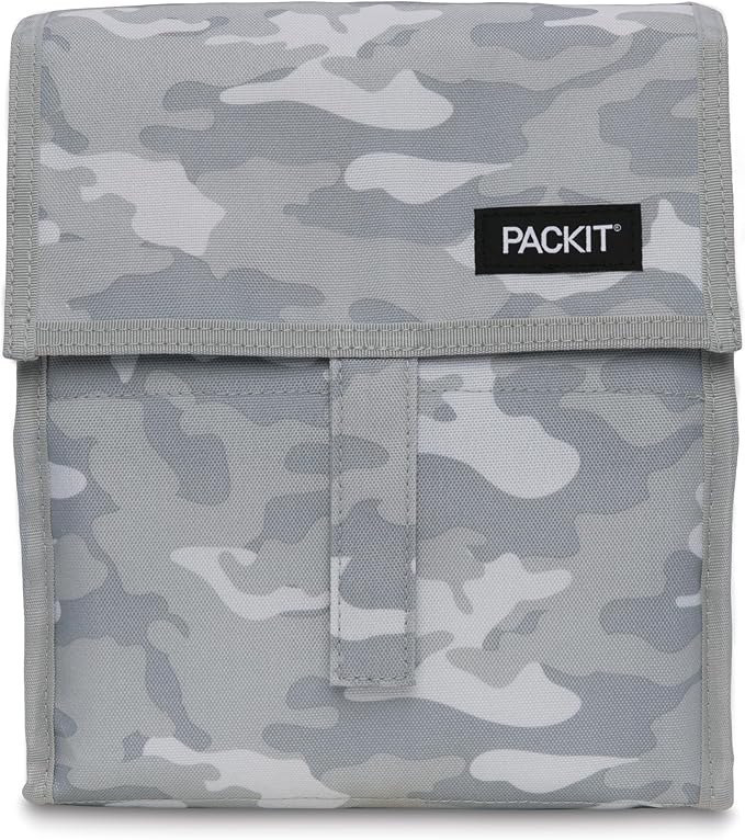 PackIt® Freezable Lunch Bag, Tonal Camo Gray, Built with EcoFreeze® Technology, Foldable, Reusable, Zip and Velcro Closure with Buckle Handle, Designed for Work Lunch and Fresh Lunch On the Go