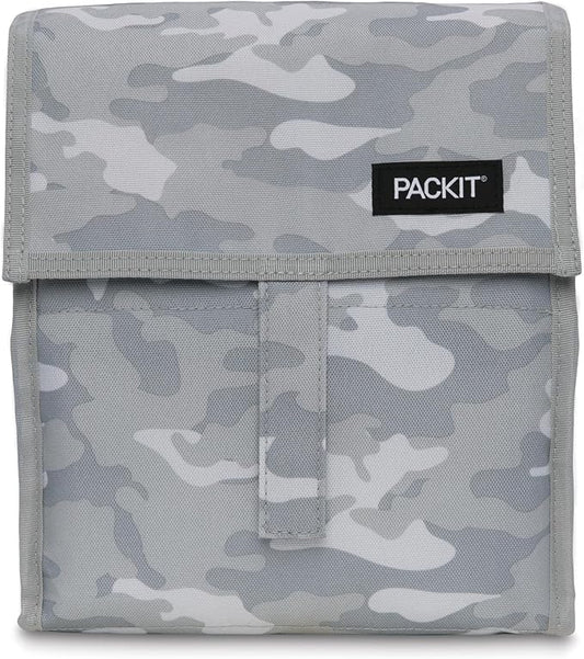 PackIt® Freezable Lunch Bag, Tonal Camo Gray, Built with EcoFreeze® Technology, Foldable, Reusable, Zip and Velcro Closure with Buckle Handle, Designed for Work Lunch and Fresh Lunch On the Go