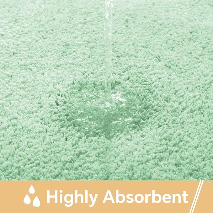 Light Green Bathroom Rugs 30"x50" - Large Bath Mat for Bathroom Floor, Fluffy Microfiber Plush Rug, Non Slip and Washable - Great for Living Room, Bedroom or Kitchen Mat