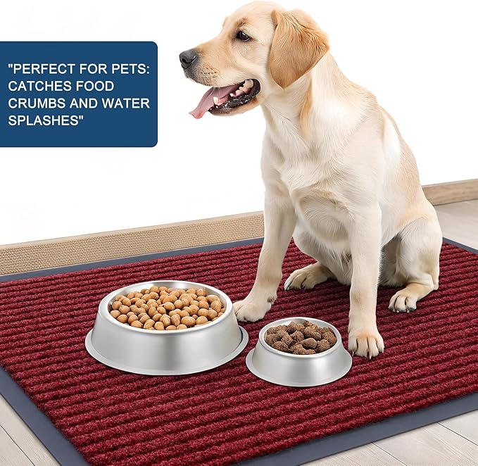 OLANLY Front Door Mat Indoor Outdoor Entrance, 2-Pack 71 x 47 Inch, Waterproof Heavy Duty Doormat, Fade Resistant, Low Profile, Easy Clean Patio Porch Welcome Floor Mats for Entry, Wine Red