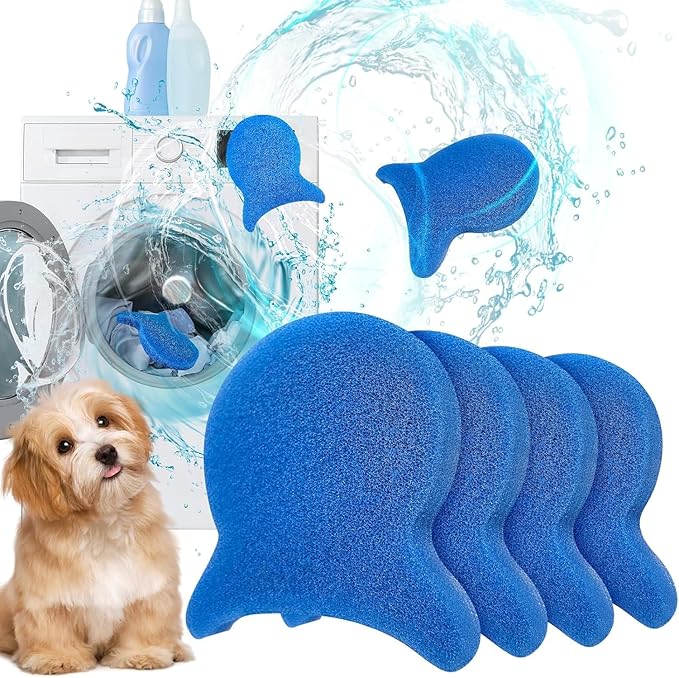 Pet Hair Remover for Laundry, Reusable Dog & Cat Hair Remover Tool, Effectively Removes Pet Hair, Lint and Dander from Bedding and Clothing, Suitable for Washing Machines, Dryers 4PCS