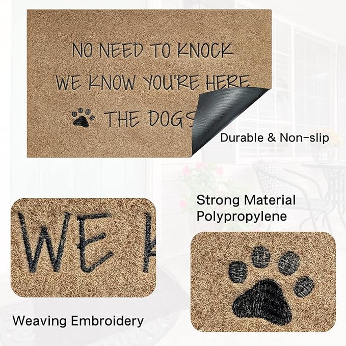 Large Welcome Mat for Front Door - Rubber Non-Slip Backing Funny Dog Doormat Indoor Outdoor for Entryway Porch 24x36