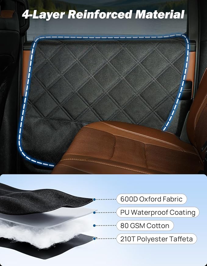 JOYTUTUS Dog Car Door Protector Compatible with Large SUV/Trucks, Waterproof & Anti-Scratch Door Protector from Dog Scratching with Storage Pockets (2 Packs Universal Fit)