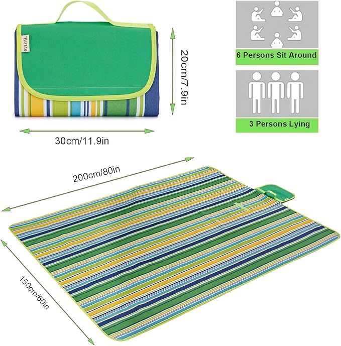 Waterproof Picnic Blanket Extra Large Oversized Beach Blanket Sandproof Outdoor Large Picnic Blankets Foldable Sand Free Beach Mat for Grass, Lawn, Sand, Camping, Stadium, Travel