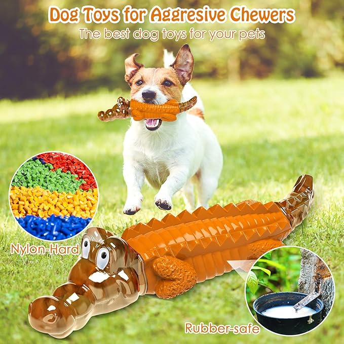Jeefome Dog Toy for Aggressive Chewers – Dog Chew Toy for Small&Medium & Large Dogs, Tough Dog Toy for Boredom & Anxiety Relief（Orange）