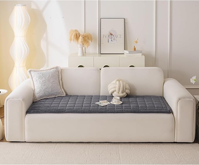 MYSKY HOME Couch Cover for Dogs Washable, Dog Sofa Couch Covers,Washable Non-Slip Couch Sofa Cover Protector Dog Mat for 2 Cushions and Sofas(Dark Grey,27.6" x 59")